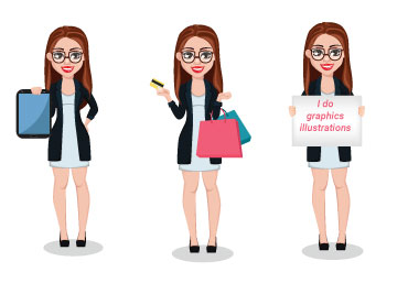 Human figurines, silhoutes and business Illustrations